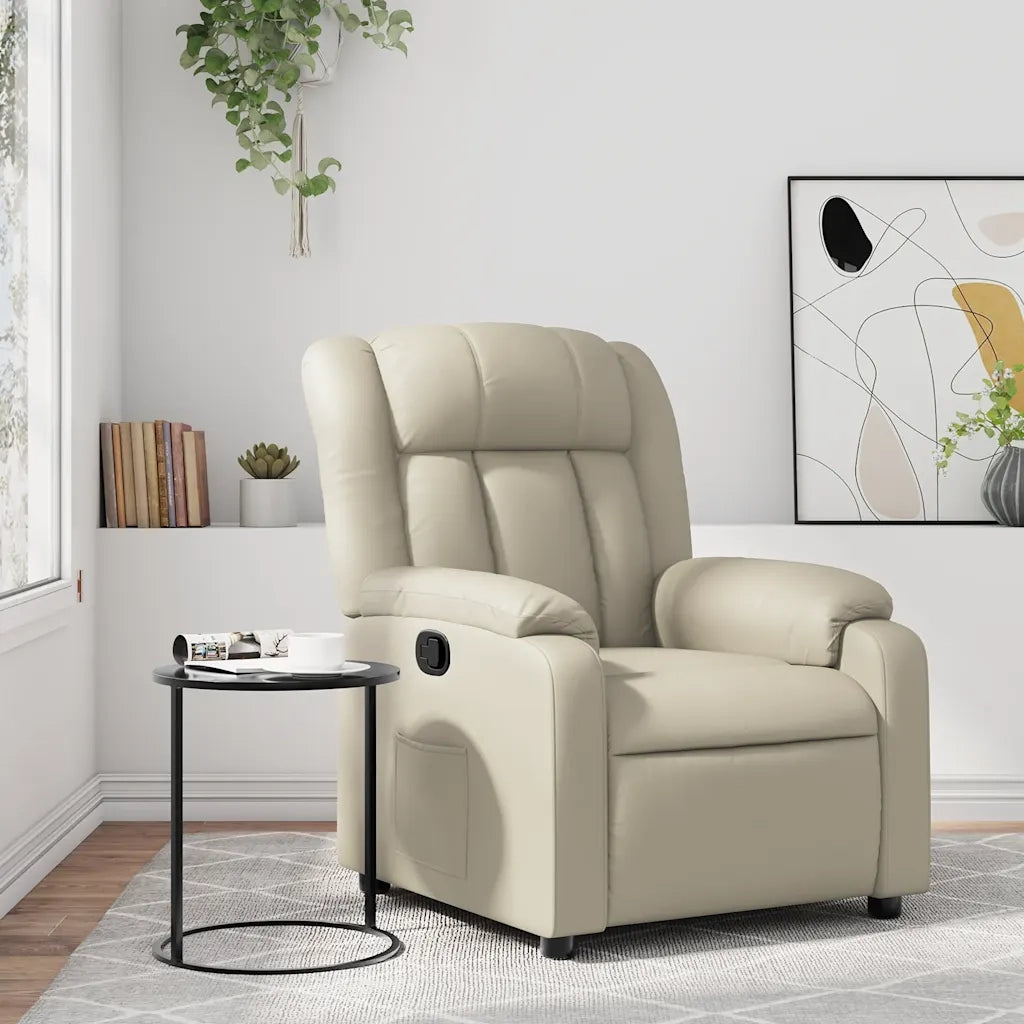 Poltrona Reclinabile Crema in Similpelle 373561