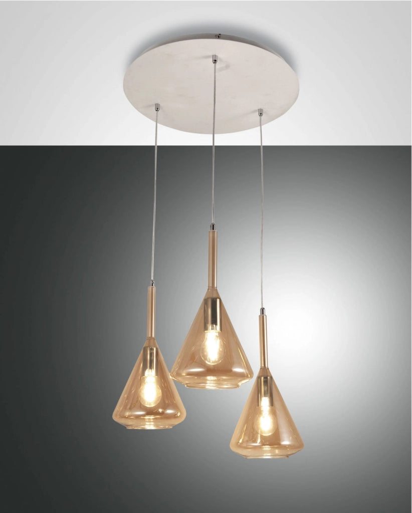TRIS SOSPENSIONE AMBRA 3 LUCI 3582-47-125