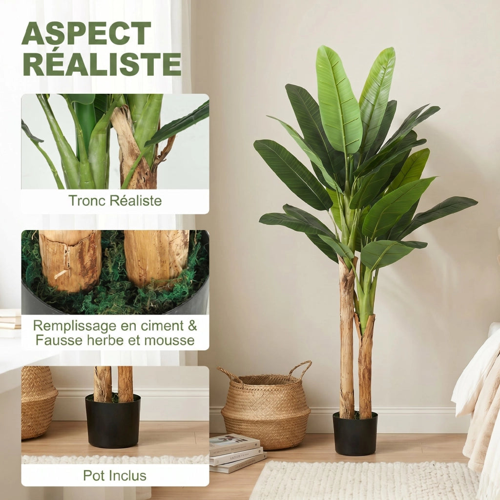 Pianta Artificiale Banano 150cm ¨C Xylo ¨C Set 2 Pezzi con Vaso