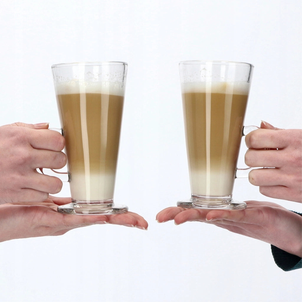 Set di 6 bicchieri da caffè, tè e latte KADAX da 260 ml con manico.