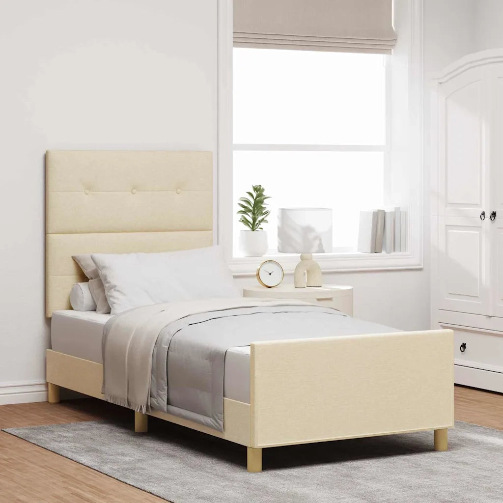 Struttura del letto con testiera Crema 100 x 200 cm Tessuto 3344709