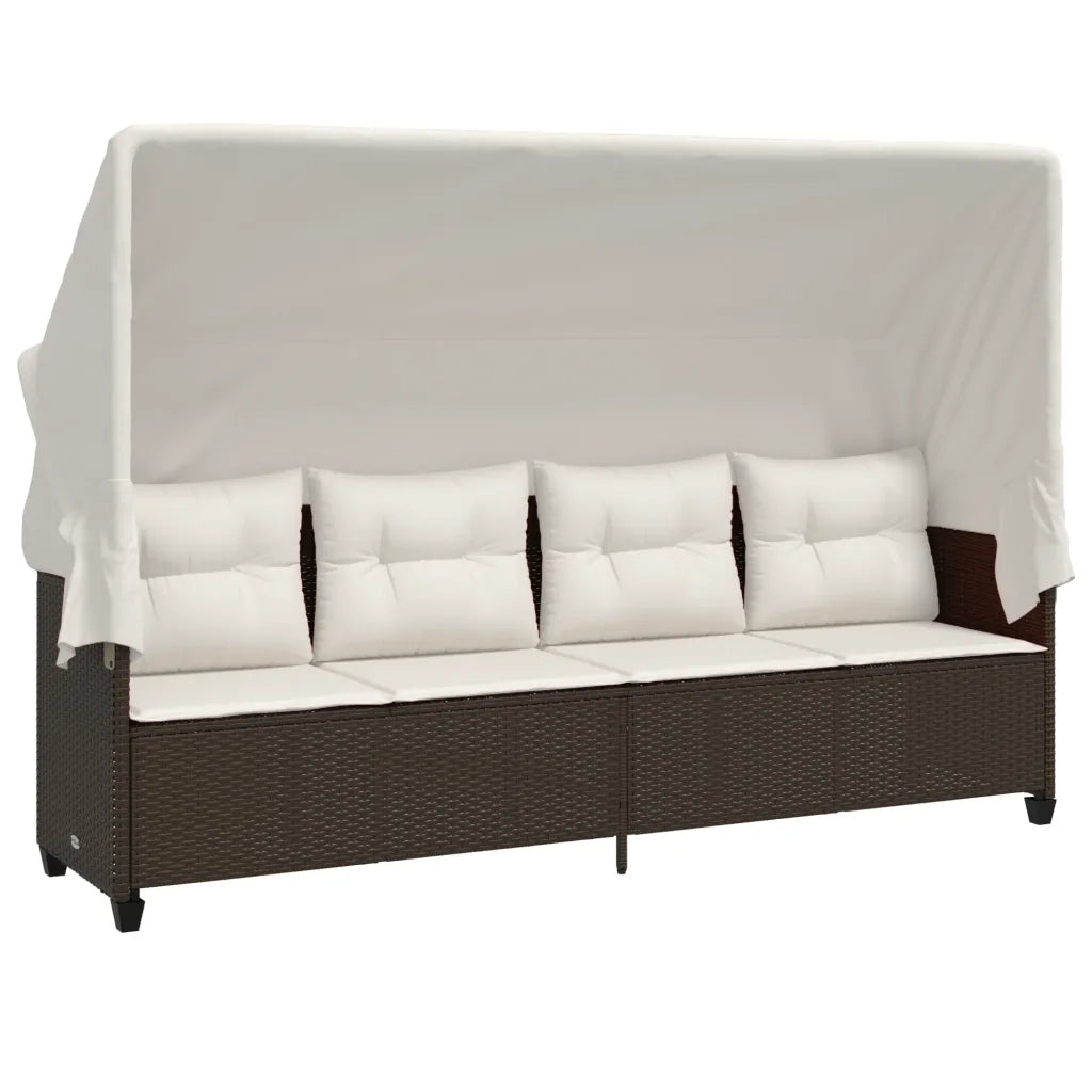 Set Divano da Giardino 5 pz | Set Salotto da Giardino con Cuscini Marrone in Polyrattan