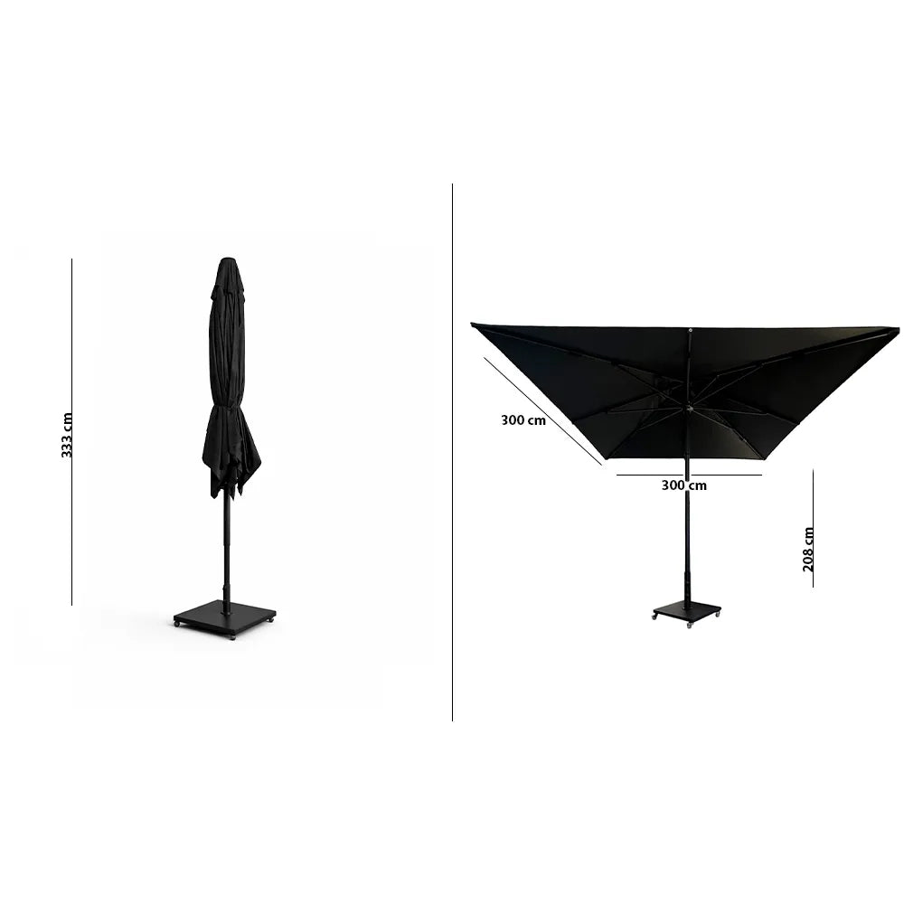 Tempo Style - Ombrellone 3×3 per esterni Parioli Plus – Nero