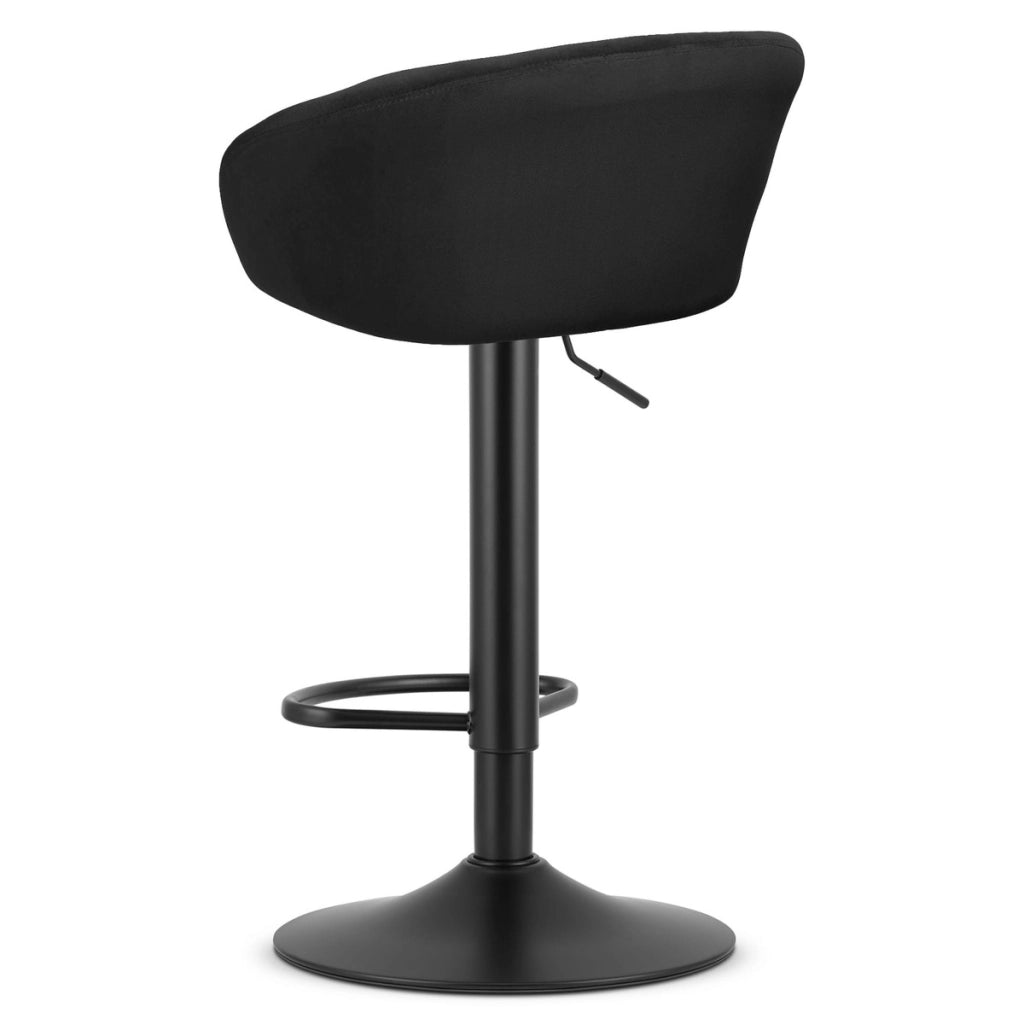 Sgabello da bar East in velluto nero con base girevole