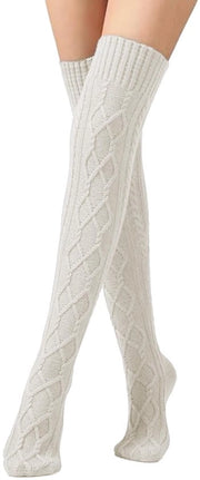 Calze per ginocchio per donne - lunghezza manica - cavo intrecciato - caldo - sopra ginocchio - fibre di acrilico di alta qualità - riscaldatore di gambe