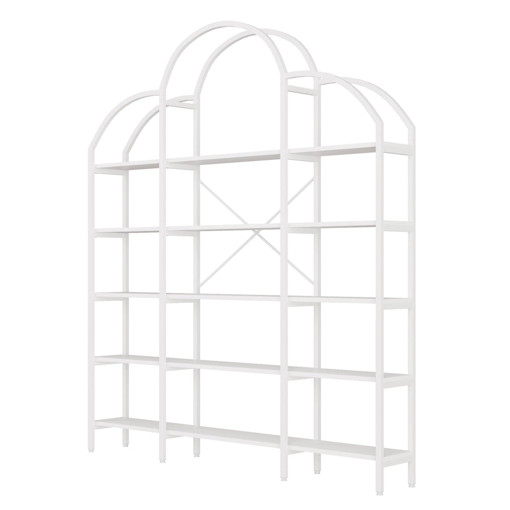 SCAFFALE 170x26x190 cm 5 Ripiani MDF e Metallo Bianco