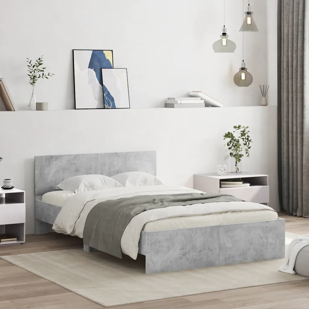 Giroletto con Testiera e LED Grigio Cemento 135x190 cm 3207633