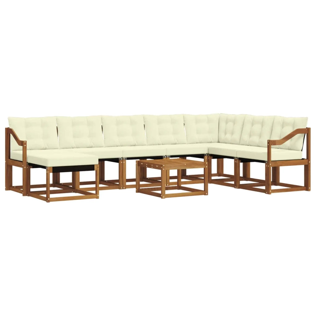 Set di divani da esterno con cuscino 9 pcs Naturale e Crema 3368985