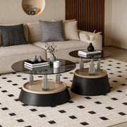 TAVOLINO Set da 2 pezzi in vetro temperato e metallo nero