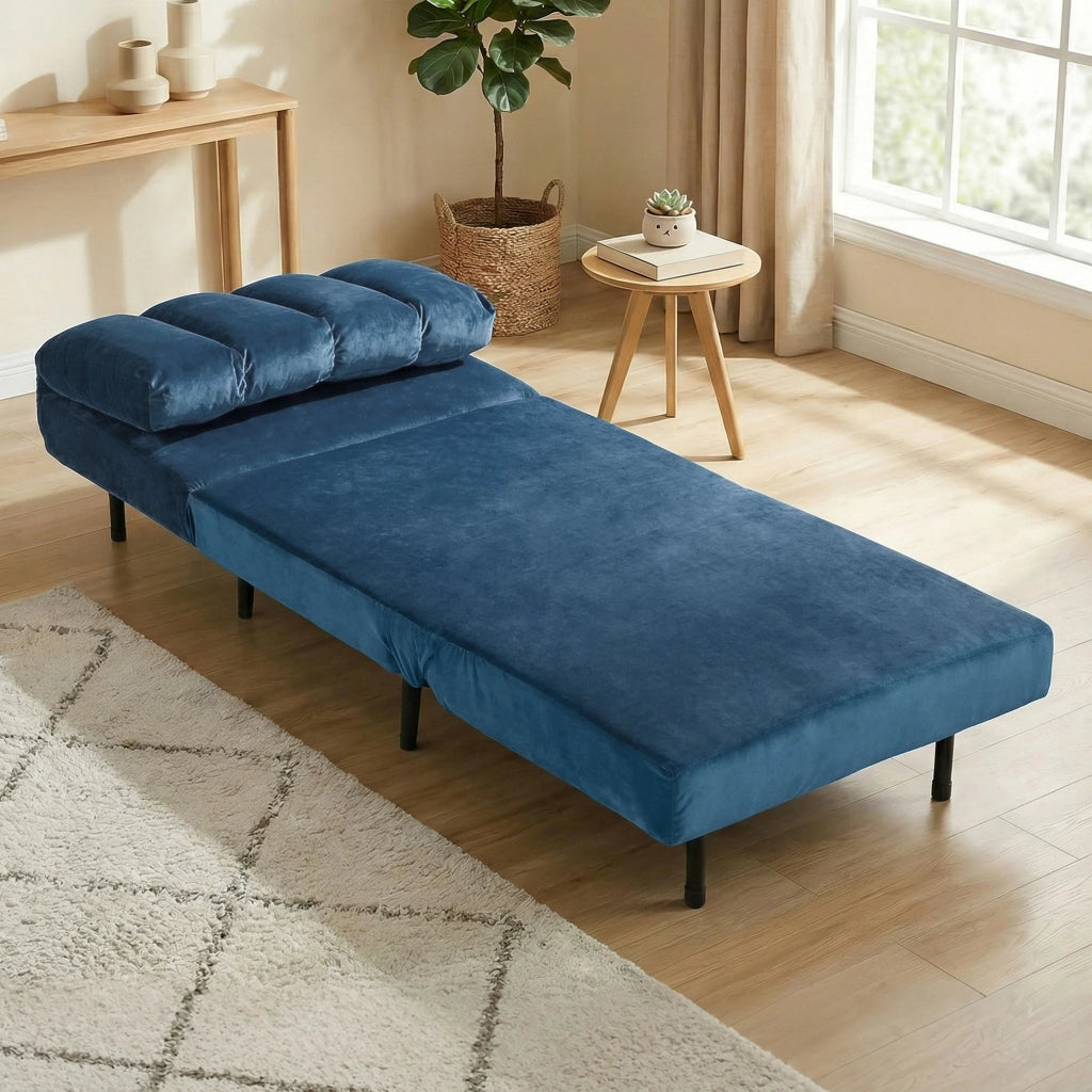 Poltrona Letto Pieghevole Trasformabile con Schienale Regolabile ¨C Minimal ¨C Blu