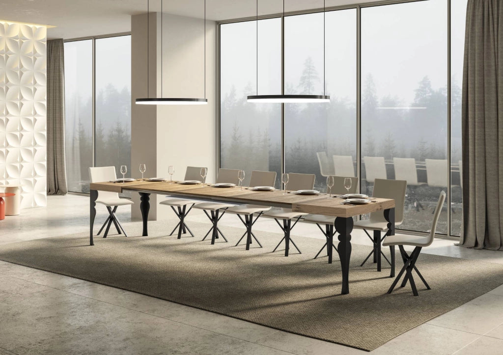 Tavolo Allungabile 200-460x90x77 cm Paxon Quercia Natura Telaio Antracite