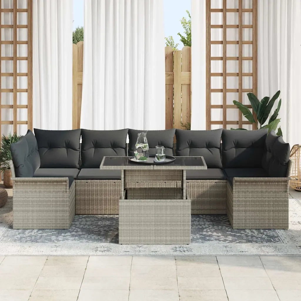 Set Divano da Giardino 8 pcs Grigio chiaro polyrattan