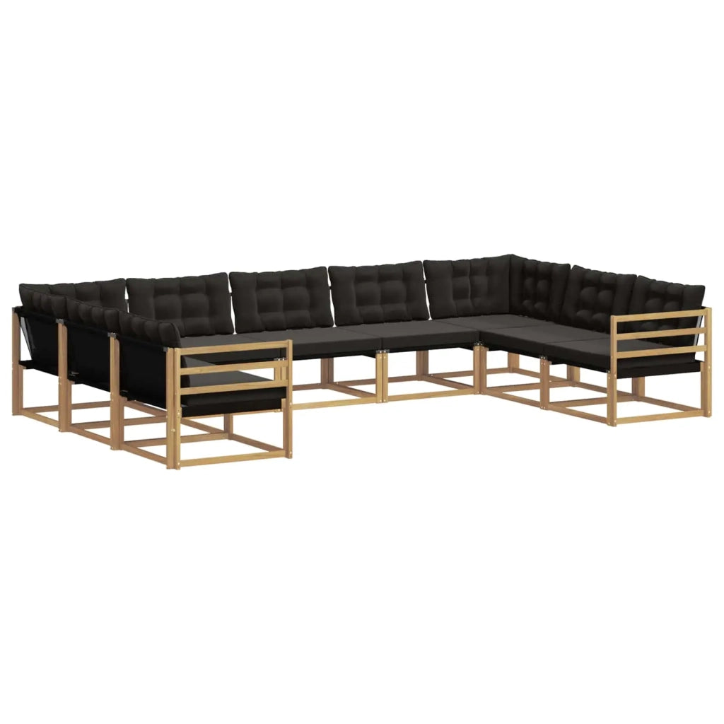 Set di divani da esterno con cuscino 9 pcs Bianco e Nero 3389058