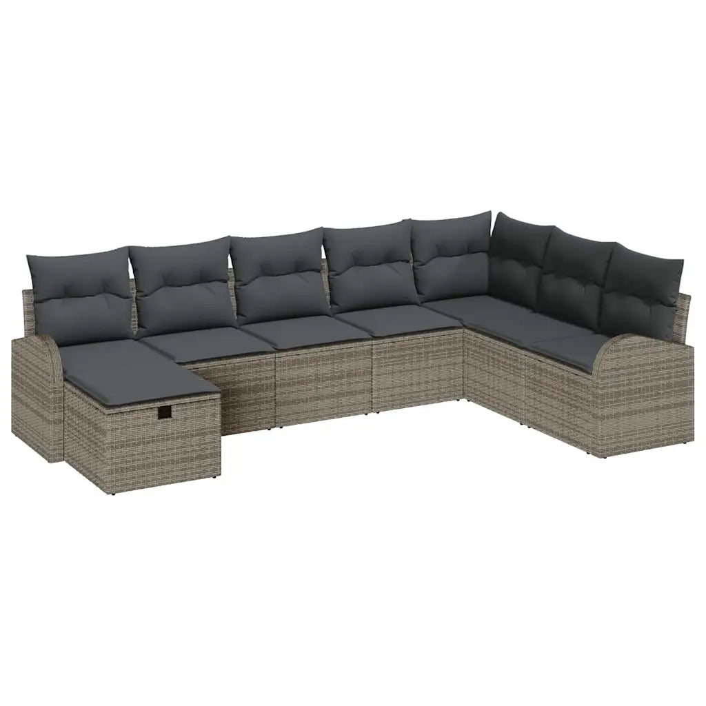 Set Divano da Giardino con cuscino 8 pcs Grigio Poly Rattan 3360460