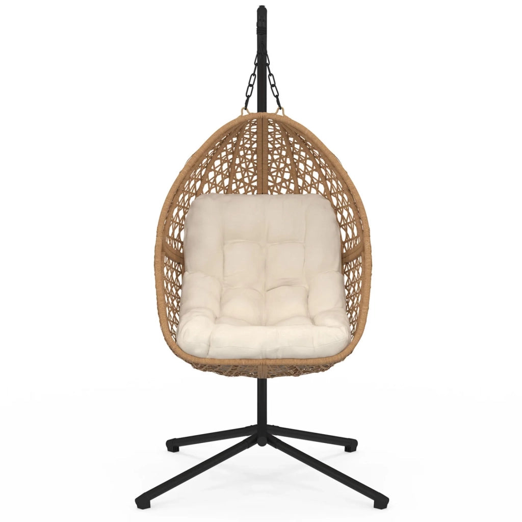 IDMarket - Poltrona moon traforata in rattan con cuscino ecrù