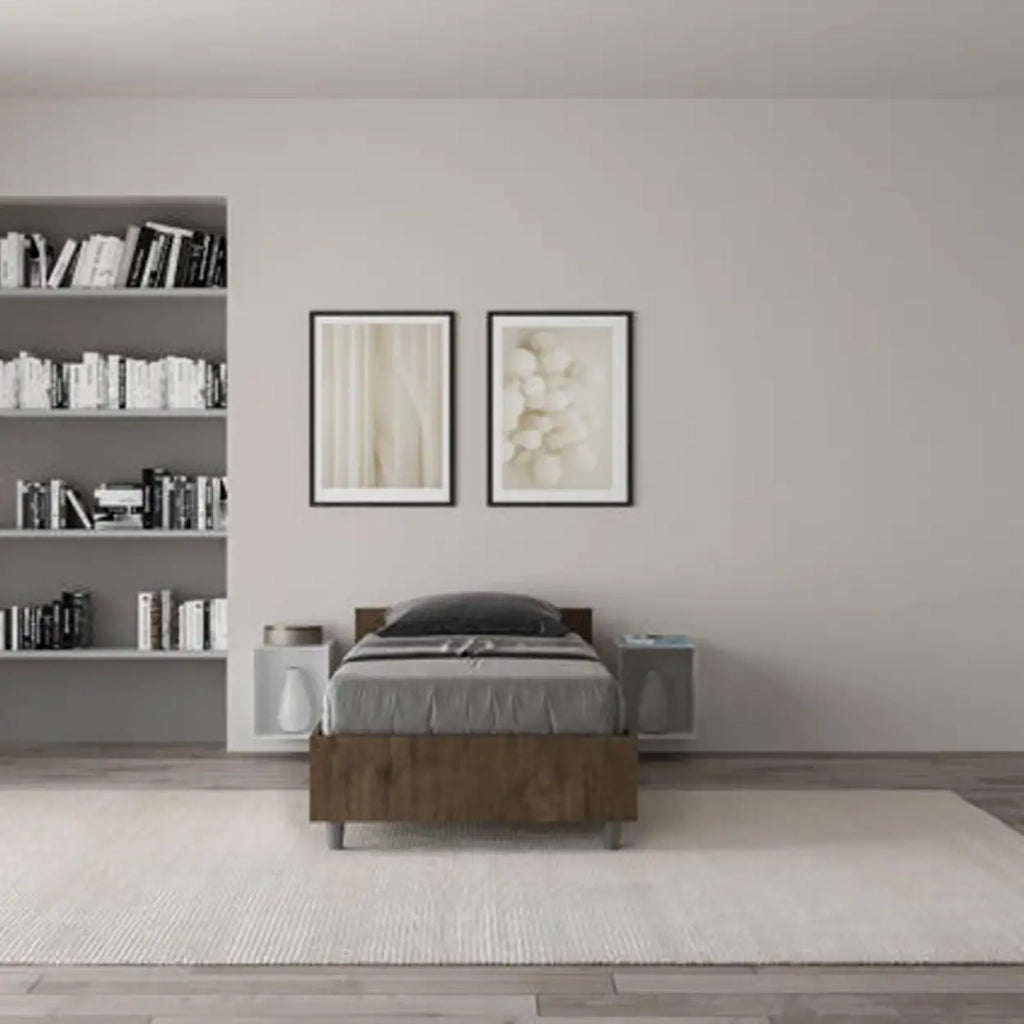 Letto singolo contenitore 80x190 noce Nuamo