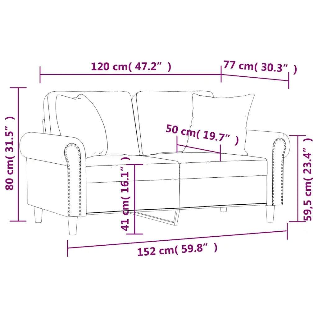 Divano a 2 Posti con Cuscini-Sofa 2 Posti con Cuscini Nero 120 cm in Velluto 976691