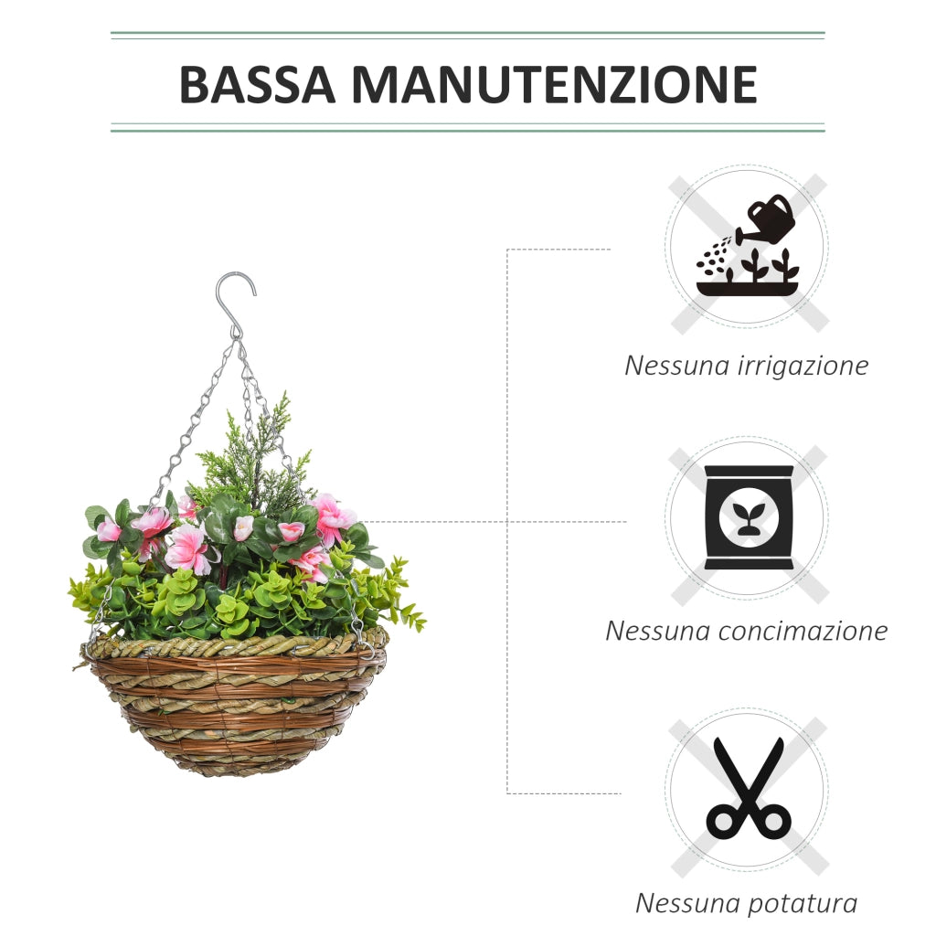 Set Piante Finte Lisianthus con Vaso ¨C Minimal ¨C Verde Rosa 25x34 cm