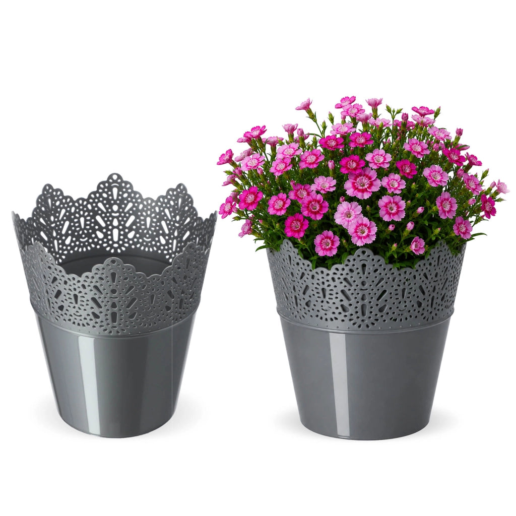 Vaso da fiori KADAX, vaso da fiori, coperchio, alto, in plastica, 16,5 cm, grigio