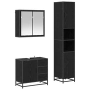 Set di mobili per il Bagno | Armadio da bagno 3 pz Rovere Nero Legno multistrato