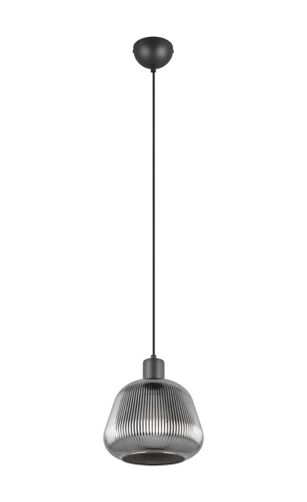 Lampada a sospensione retrò nera vetro E27 Trio Tarifa