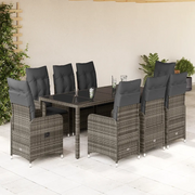 Set Bistrò da Giardino 9 pz con Cuscini in Polyrattan Grigio 3277039