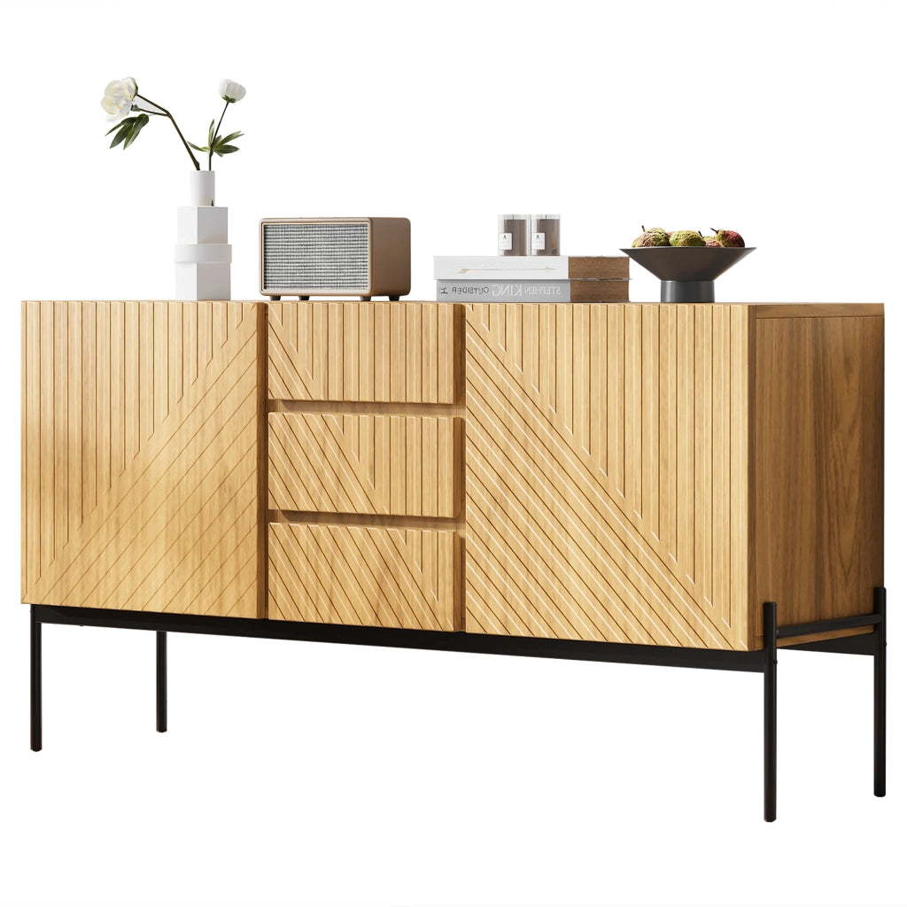 SIDEBOARD design lineare 140x40x75 cm Naturale con ripiani regolabili