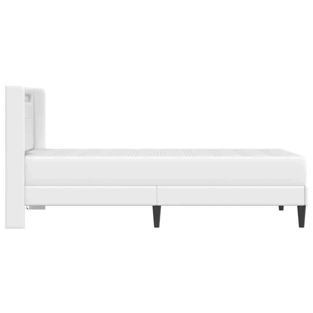 Struttura letto con materasso-Giroletto Bianco 90 x 190 cm Similpelle