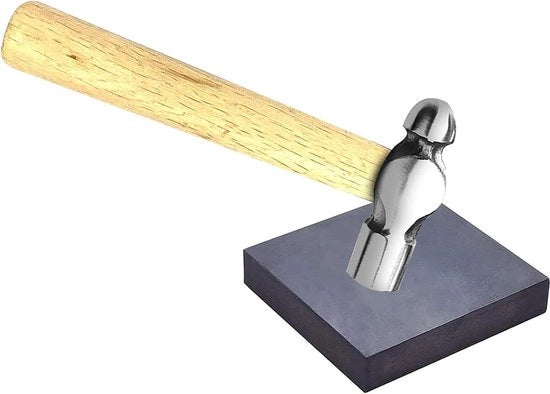 Mini martello a testa di ferro con piastrina martellante - Manico robusto in legno - Creazione di gioielli DIY artigianato