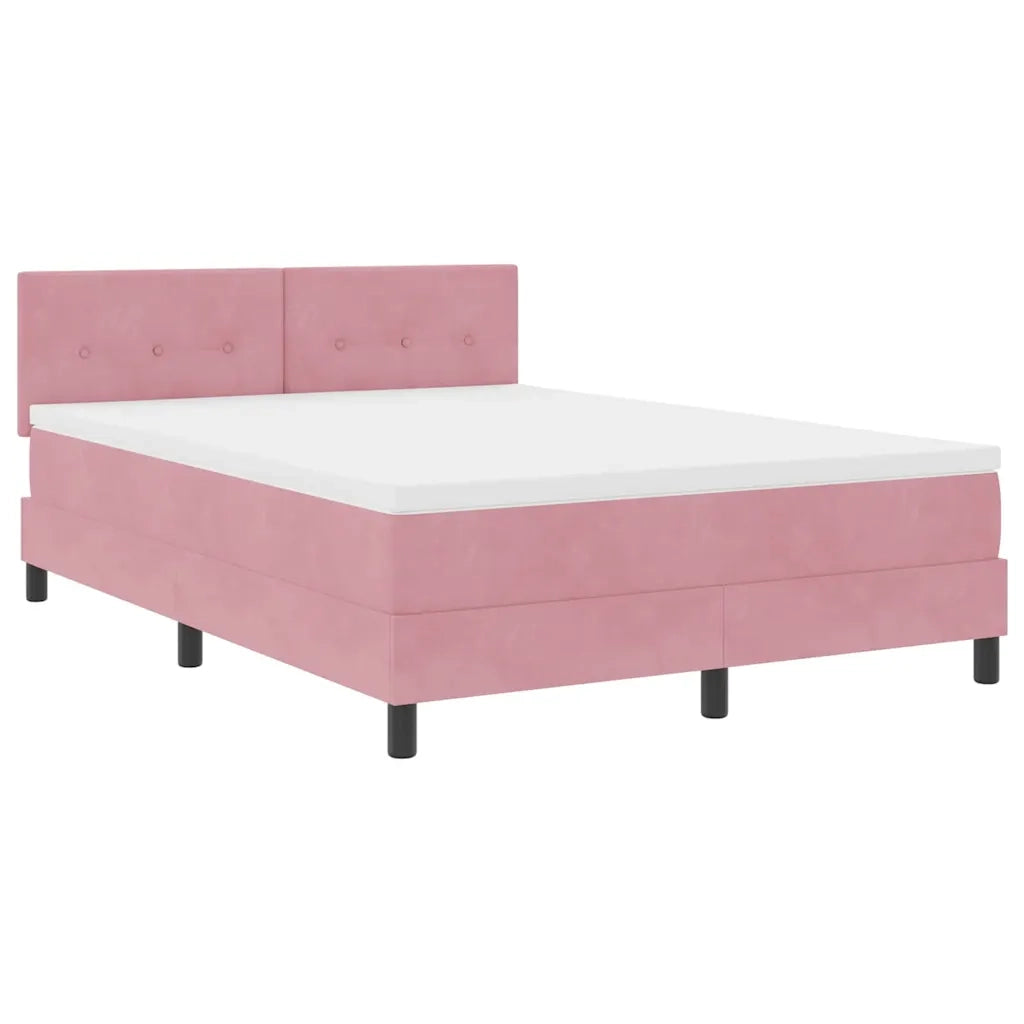 Letto a Sorgente LED con materasso Rosa 140 x 200 cm Velluto