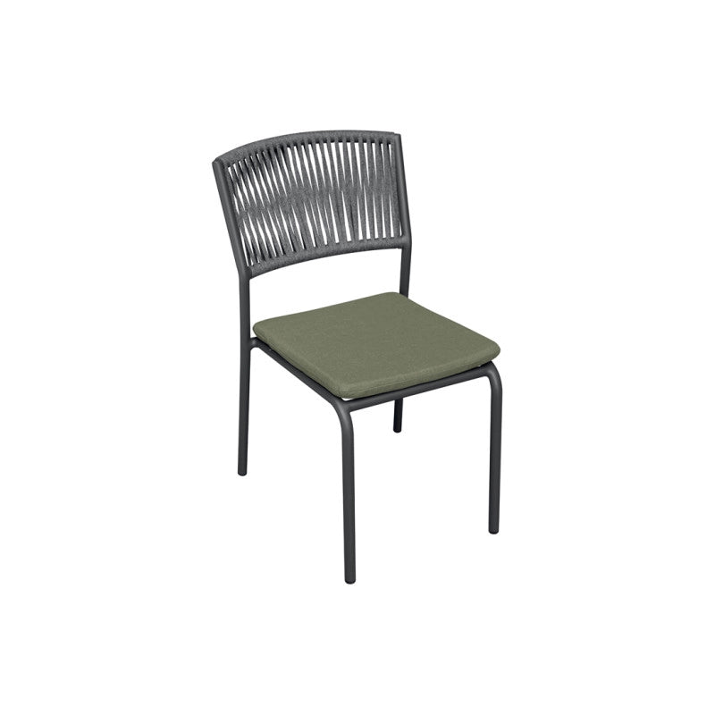 Sedia Modena Set B Alluminio Antracite E Corda Verde Moia