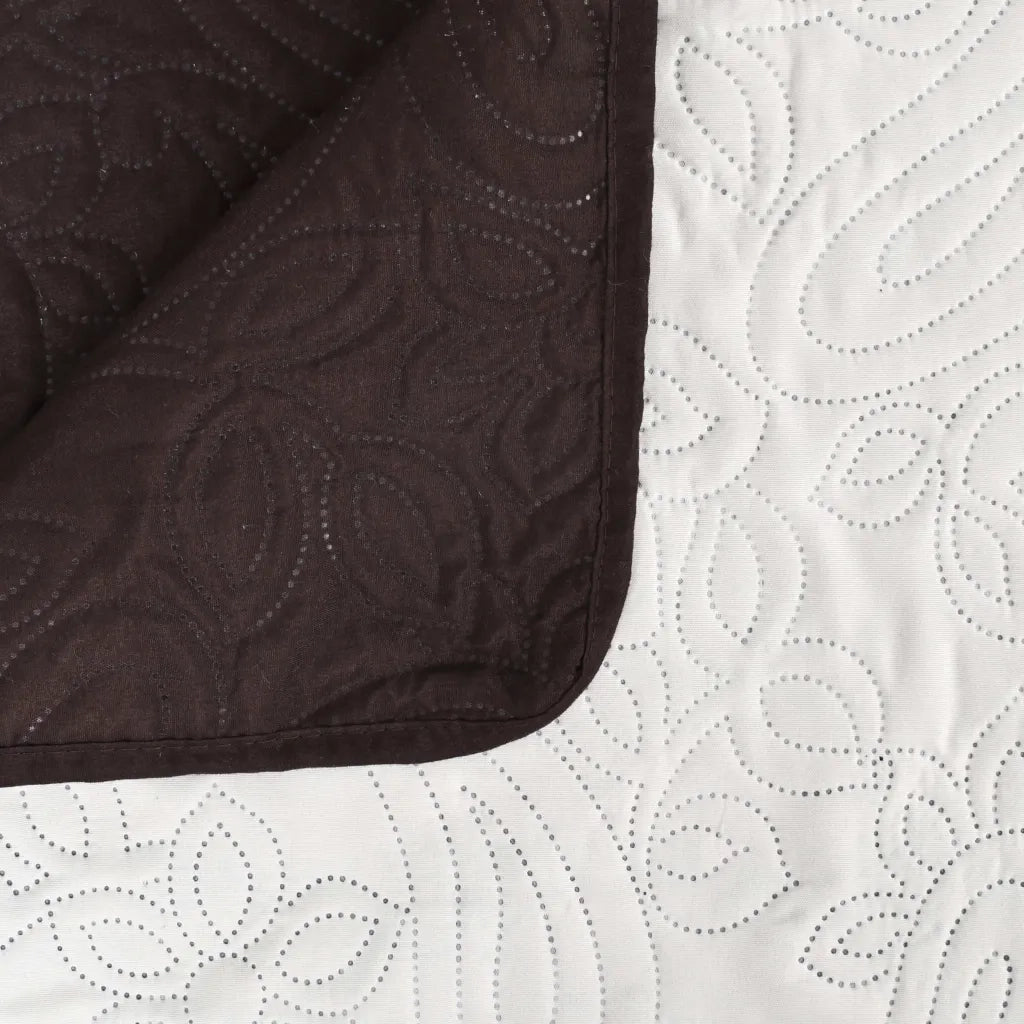 Copriletto Double-Face Trapuntato 170x210 cm Crema e Marrone 132962