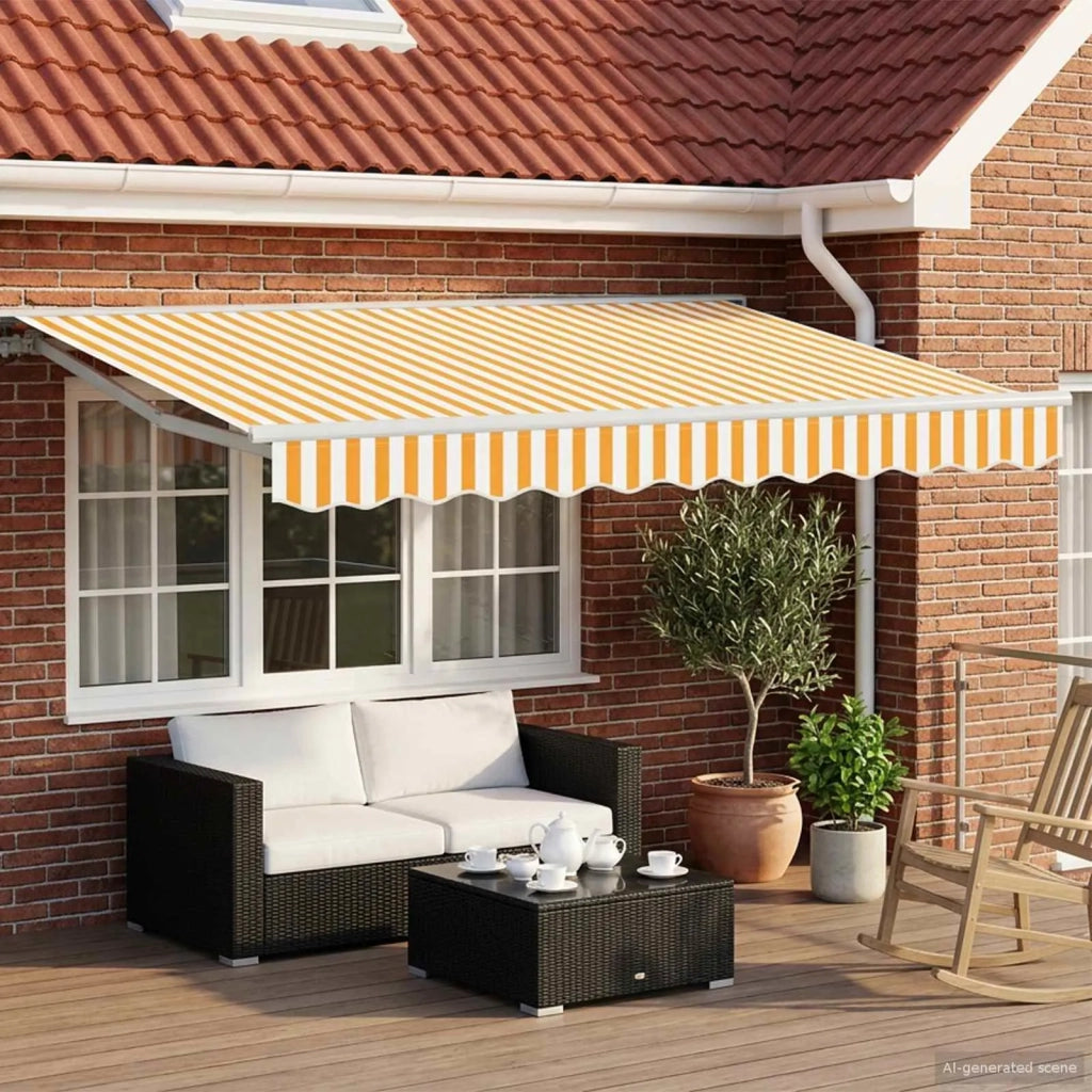 Cornice per Tenda Manuale con LED Giallo e Bianco 3,5 x 2,5 m 3420593