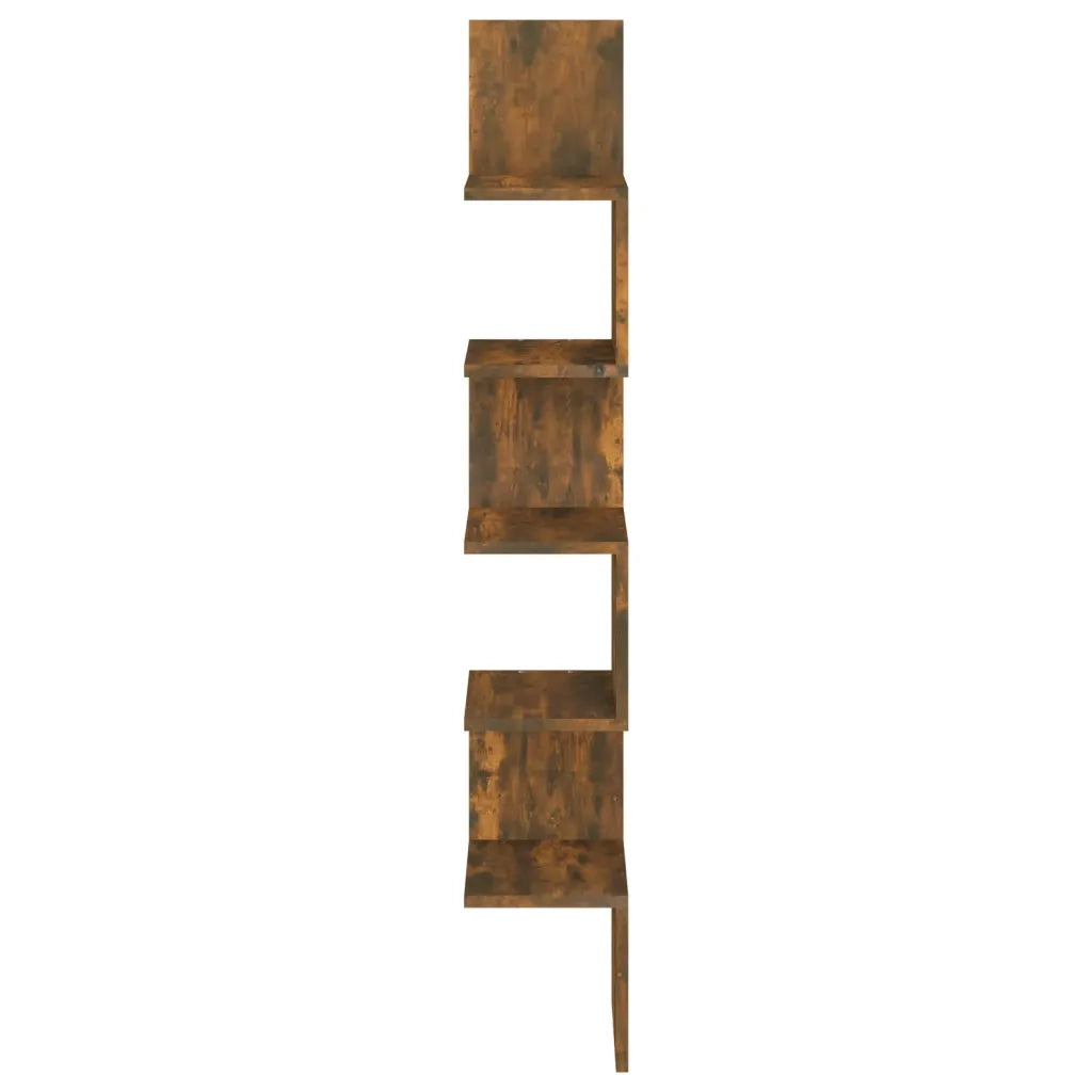 Mensola Muro | Mensola a parete Angolo Rovere Fumo 20x20x127,5cm Truciolato