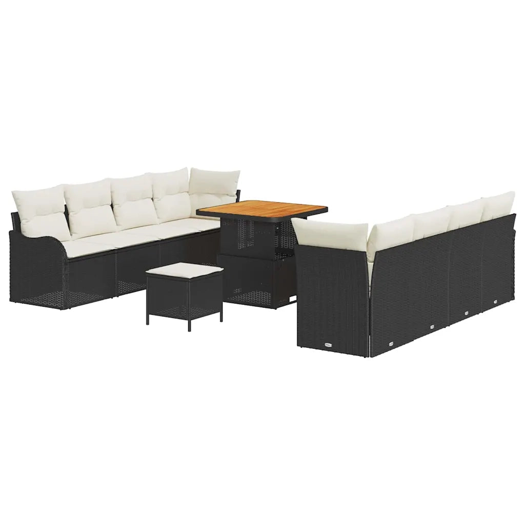 Set Divano da Giardino con cuscino 11 pcs Nero polyrattan 3362235