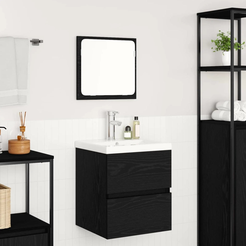 Set di mobili per il bagno 2 pcs Rovere Nero e Bianco