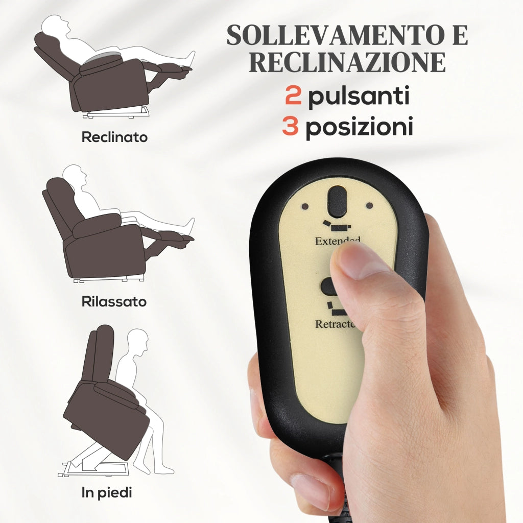 Poltrona Alzapersona Reclinabile e Massaggiante con Riscaldamento ¨C Zephmum ¨C Marrone
