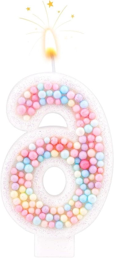Decorazioni per torte con glitter per compleanni - Set di 6 candele