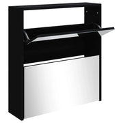Scarpiera mobiletto portascarpe mobile per ingresso/corridoio/soggiorno con specchio 2 livelli 63 x 17 x 67 cm nero 02_0021415