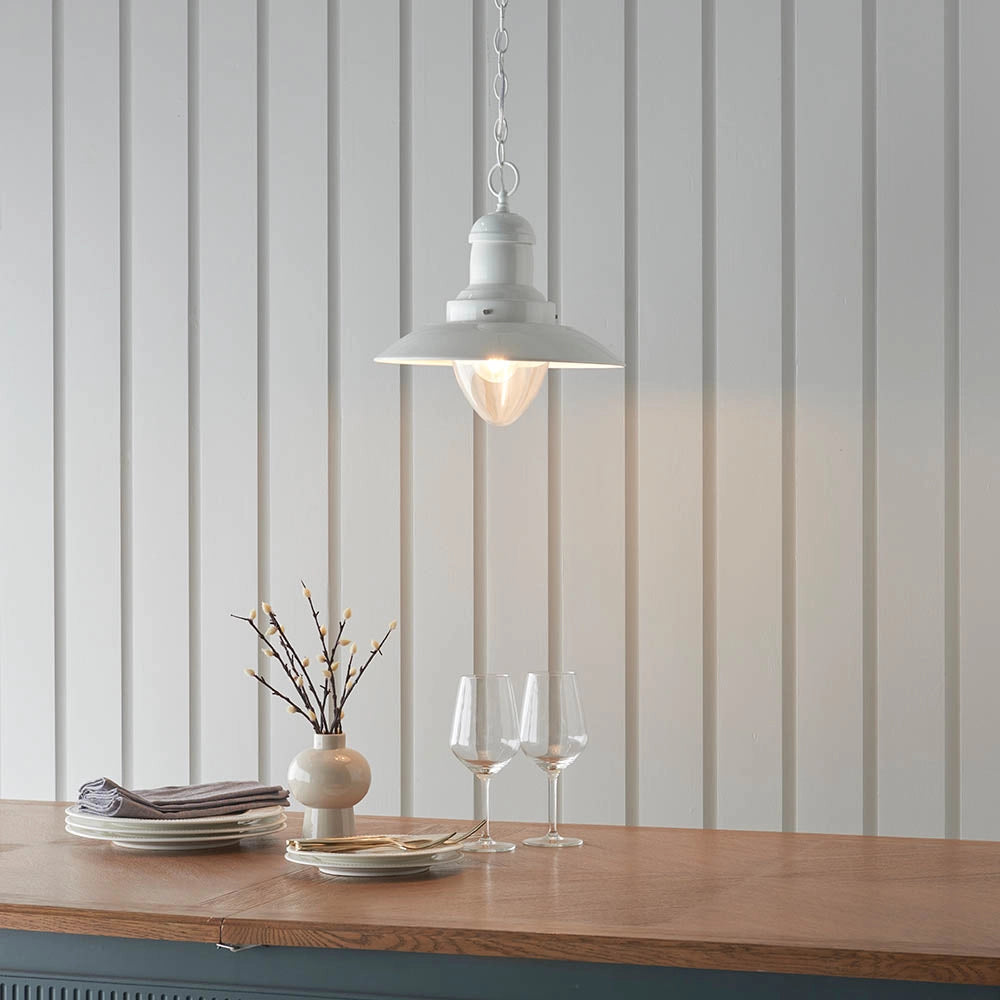 Lampada a sospensione marina crema E27 Endon Polperro