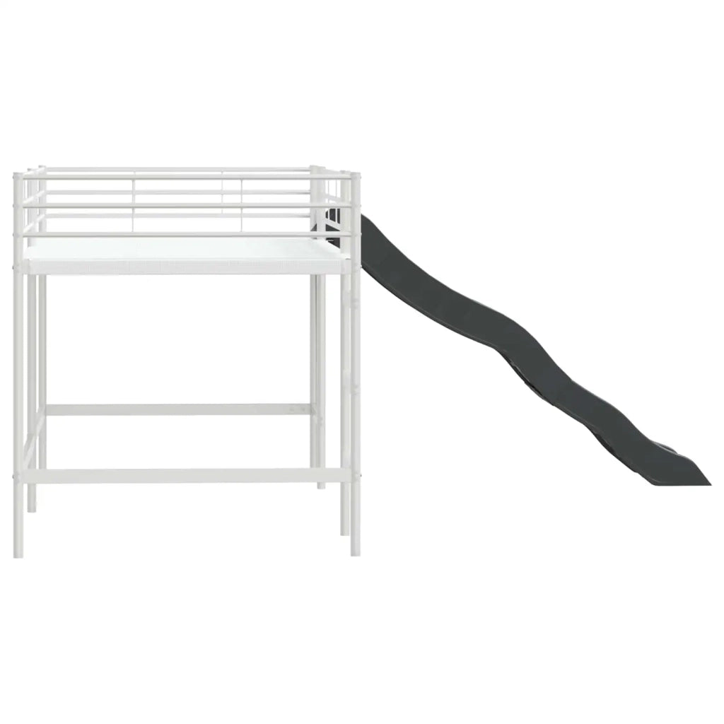 Letto loft per bambini con scivolo Bianco e Antracite 42020781
