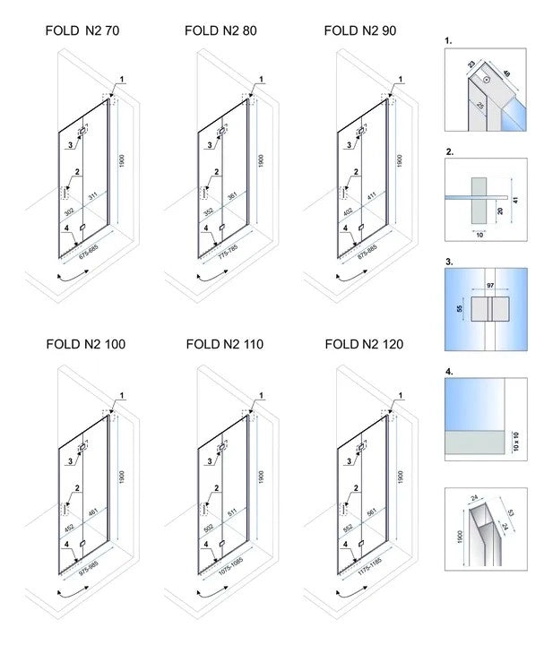 Cabina Doccia Pieghevole Rea Fold N2 Modulare 100x100