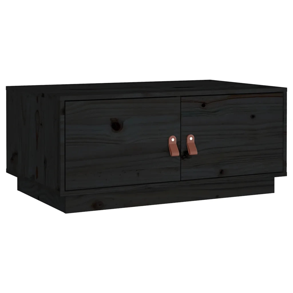 Tavolino da Salotto Nero 80x50x35 cm in Legno Massello di Pino 818254