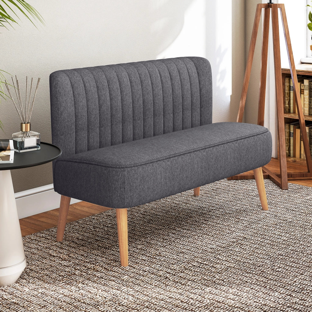 Divano 2 Posti in Tessuto ¨C Minimal ¨C Grigio Scuro, 117x56.5x77 cm
