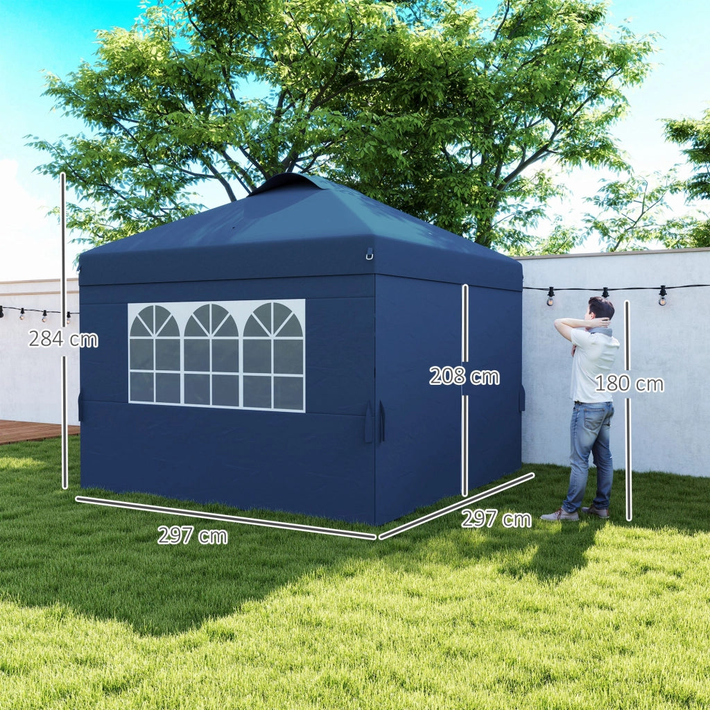Gazebo pieghevole ¨C Minimal ¨C Grigio 3x3m con finestre e trasporto