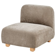 Modulo divano monoposto in tessuto beige gambe in legno stile moderno