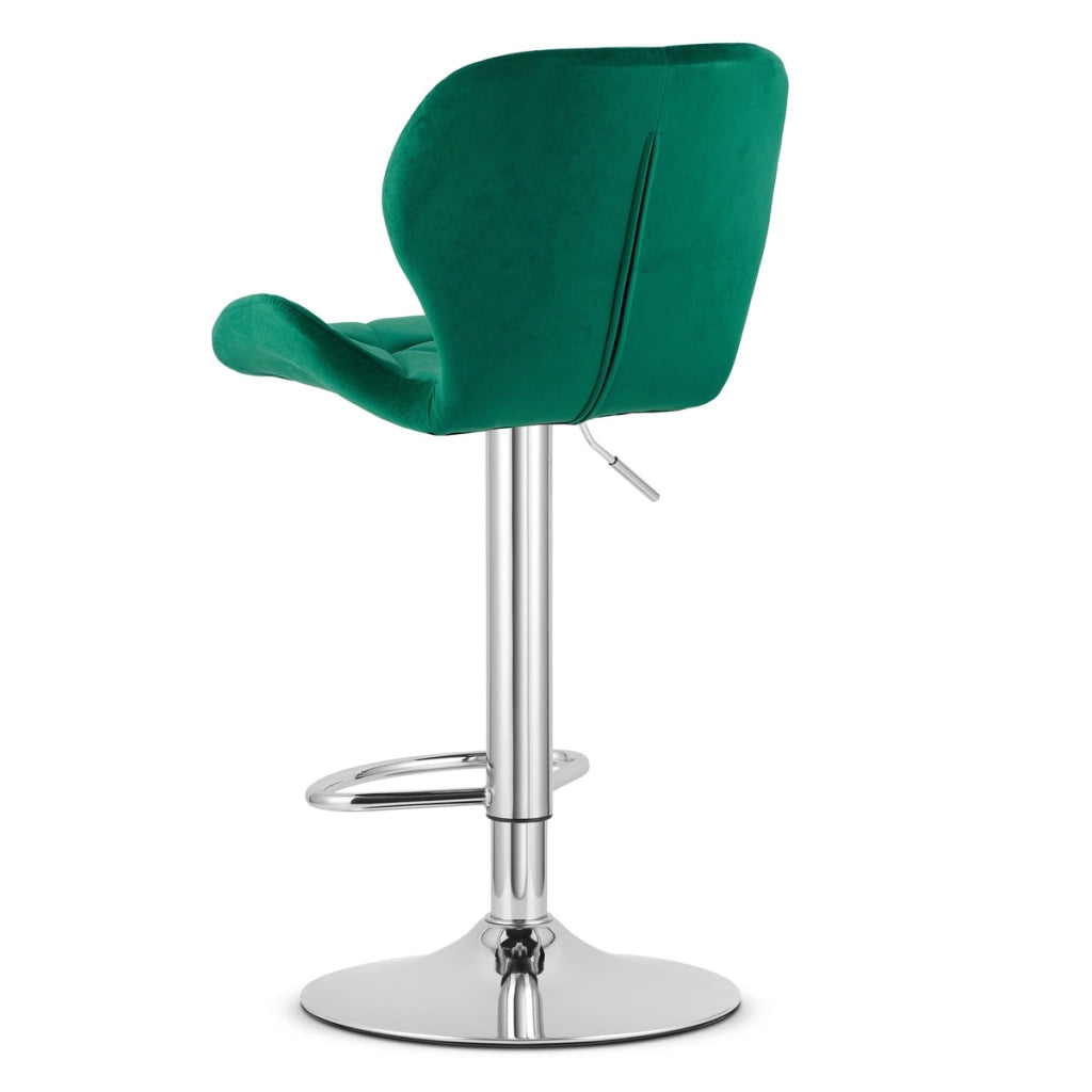 Sgabello da bar West in velluto verde e base cromata