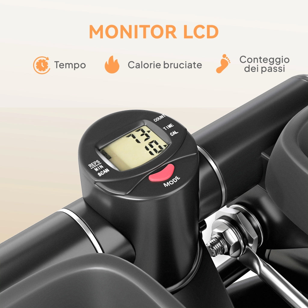 Stepper Twister 2 in 1 con Monitor LCD Pedali Grandi e Antiscivolo Capacità 100 kg Nero
