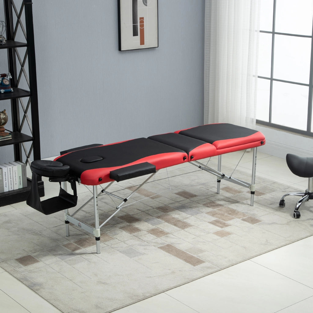 Lettino da Massaggio Pieghevole ¨C Xylo ¨C 210x81x62-85 cm Nero e Rosso