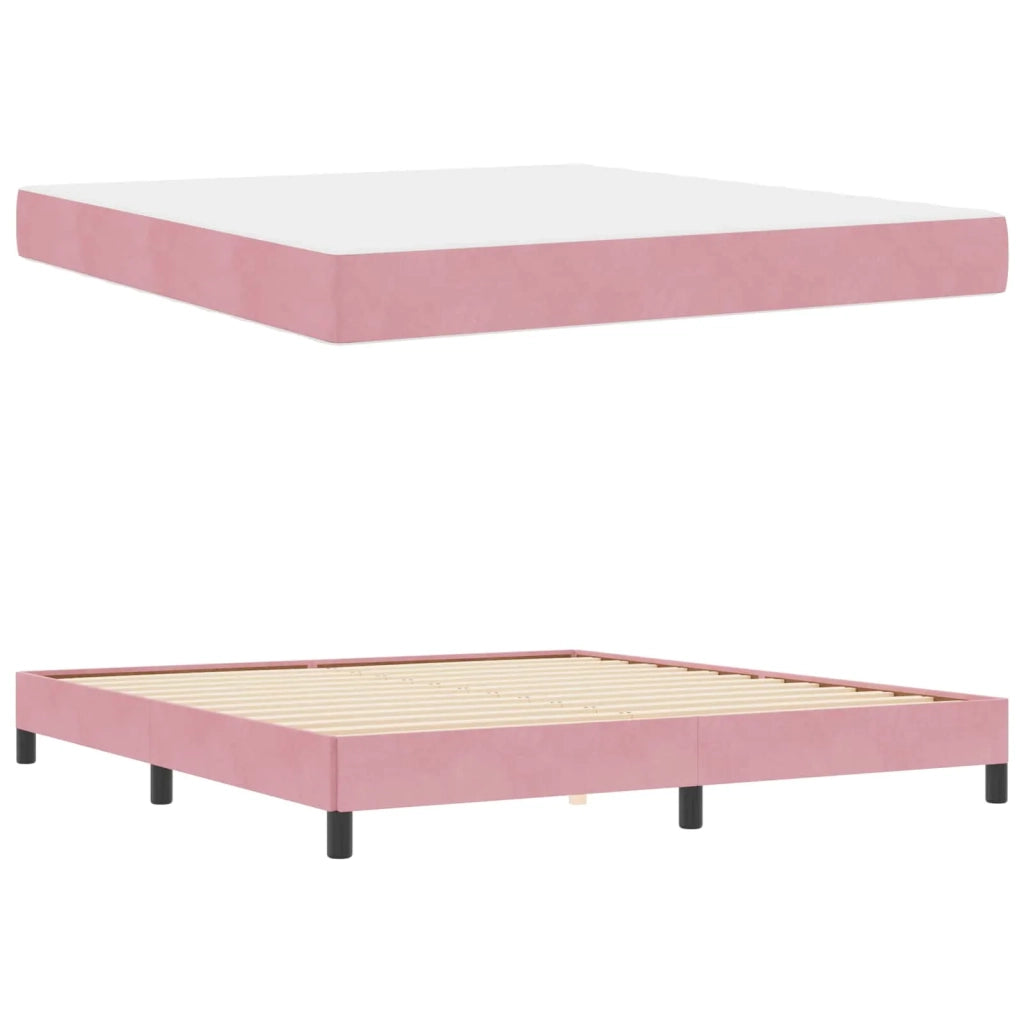 Letto a molle con materasso Rosa 180 x 200 cm Tessuto
